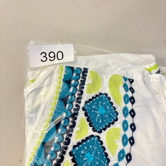 Catherine's Women's White Blue Embroidered Beaded Boho Peasant Blouse Size 2X - Picture 10 of 11